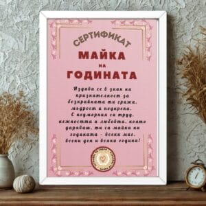Сертификат в рамка майка на годината подарък